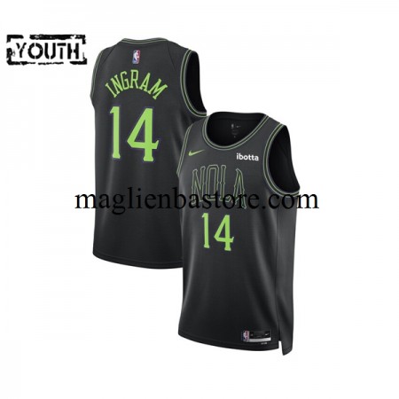 Maglia NBA New Orleans Pelicans Brandon Ingram 14 2023-2024 Nike City Edition Nero Swingman - Bambino